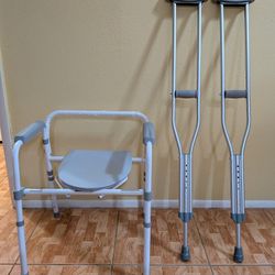 Combo Crutches And Guardian Toilet Commode Bath safety.