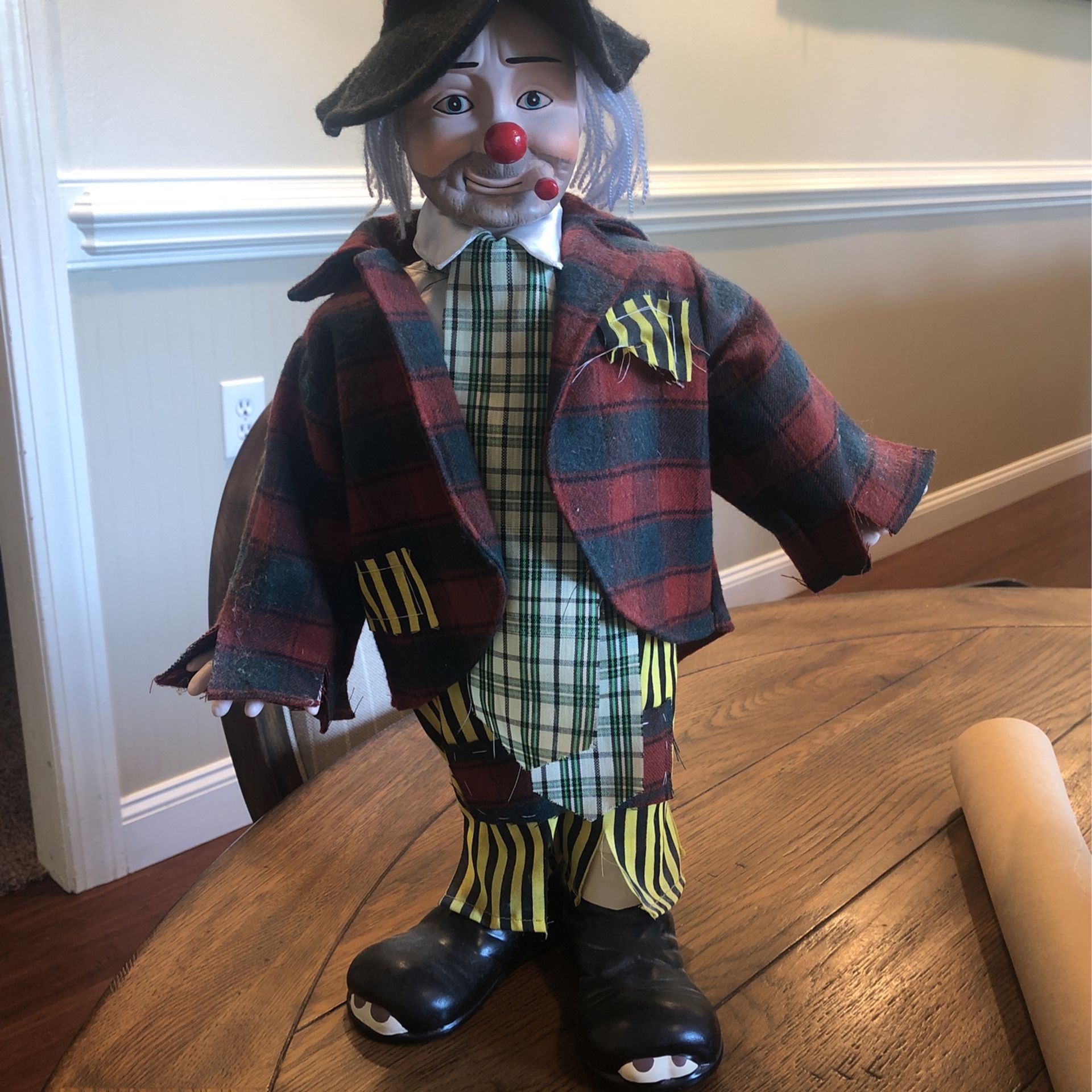 Emmit Kelly Clown Standing Doll Famous Hobo Clown Weary Willie