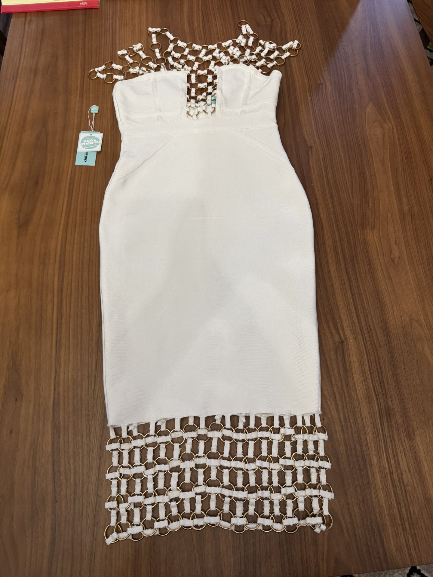 The Kewl Shop Gold Chain Bandage Dress NWT