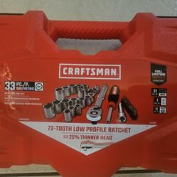 NEW Craftsman 3/8-In Drive Low Profile Sae Mechanics Tool Set, 33Pc
