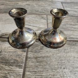 Silver plate International Silver Co candle holder set