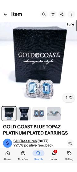 Gold Coast Platinum Plated Blue Topaz Earrings 