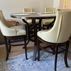 Wood Counter Height Dining Table With 4 Swivel Chairs Delivery Available 🚚