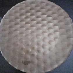 BRAND NEW 13in Glass Iced Gold/Tan 2 Dimensional Design Serving Platter