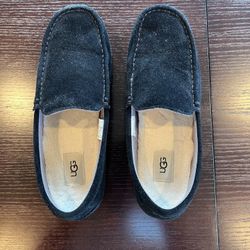 UGG Men’s Black Suede Shearling Moccasin Slippers – Size 10 – Pre-Owned