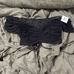 Black Off The Shoulder Crop Top