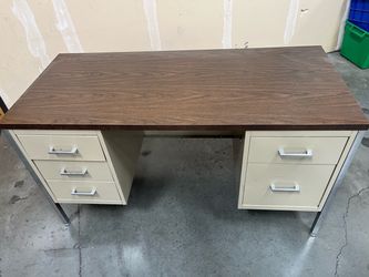 Metal Office Desk with Wood Laminate Top