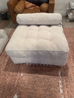 MAXYOYO Cream Corduroy Folding Sofa Bed / Floor Couch + Bolster – Like New