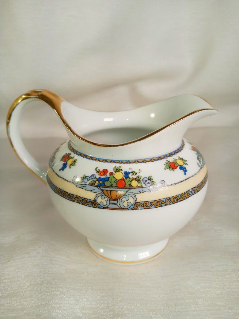 Antique Royal Bayreuth Bavaria China Creamer White multi-color fruits decor with Gold.  Please review pictures. No chips. No cracks. Condition is "Use