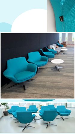 Contemporary Coalesse Bob Lounge Office Chair- Teal