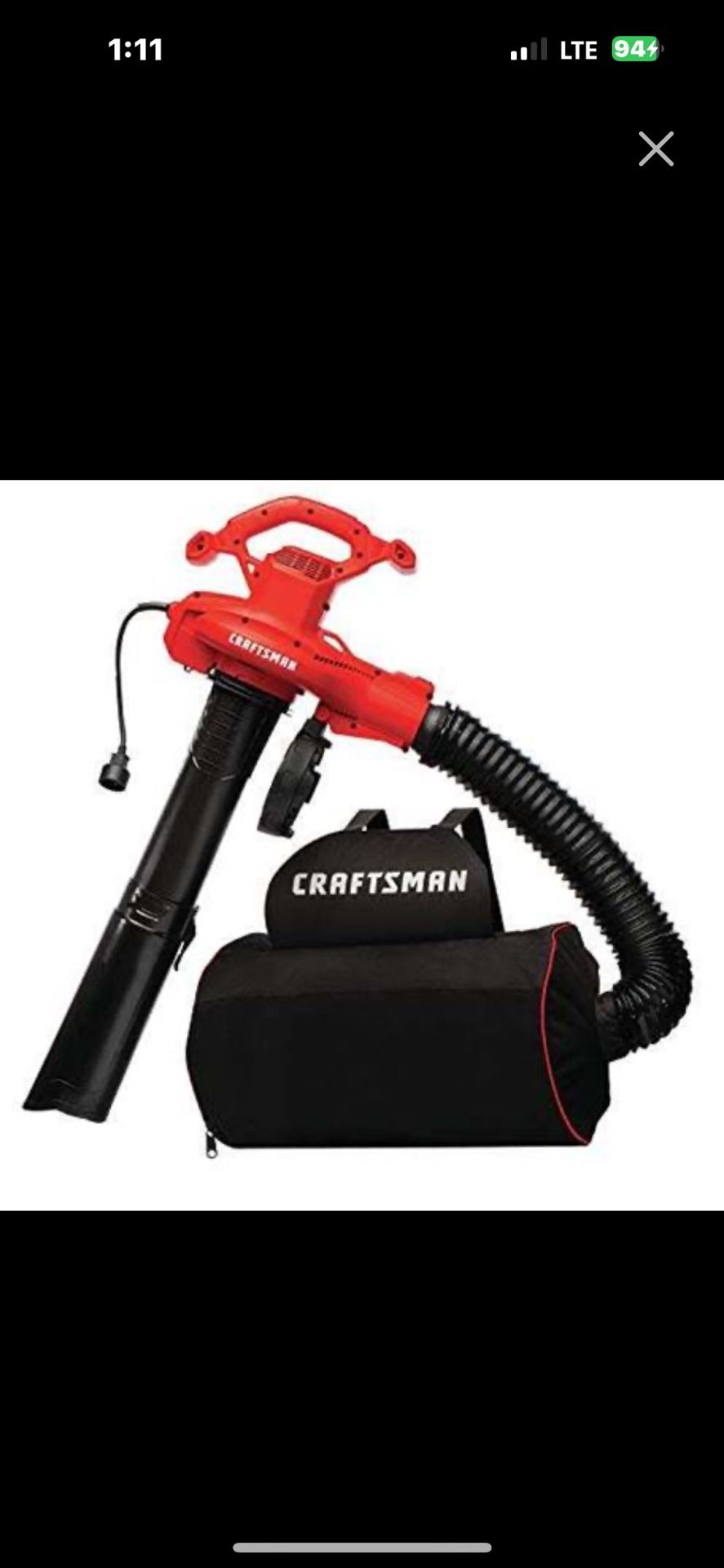 CRAFTSMAN 3-in-1 Leaf Blower, Leaf Vacuum and Mulcher, Up to 260 MPH, 12 Amp, Corded Electric (CMEBL7000)