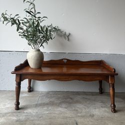 Ethan Allen Solid Wood Vintage Low Table – Sturdy Traditional Design