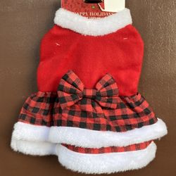Christmas Holiday Red And Black Plaid Dog Dress With Bow…