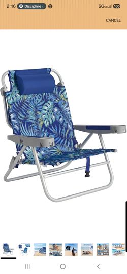 Oversized Beach Chair 500 lb Heavy Duty 5-Position Reclining Backpack Chair