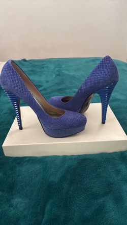 Blue suede heels