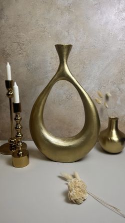 Modern Art Gold Vase 16.5" 