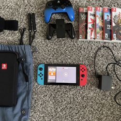 Nintendo Switch with Neon Blue/Red Joy-Con Controller