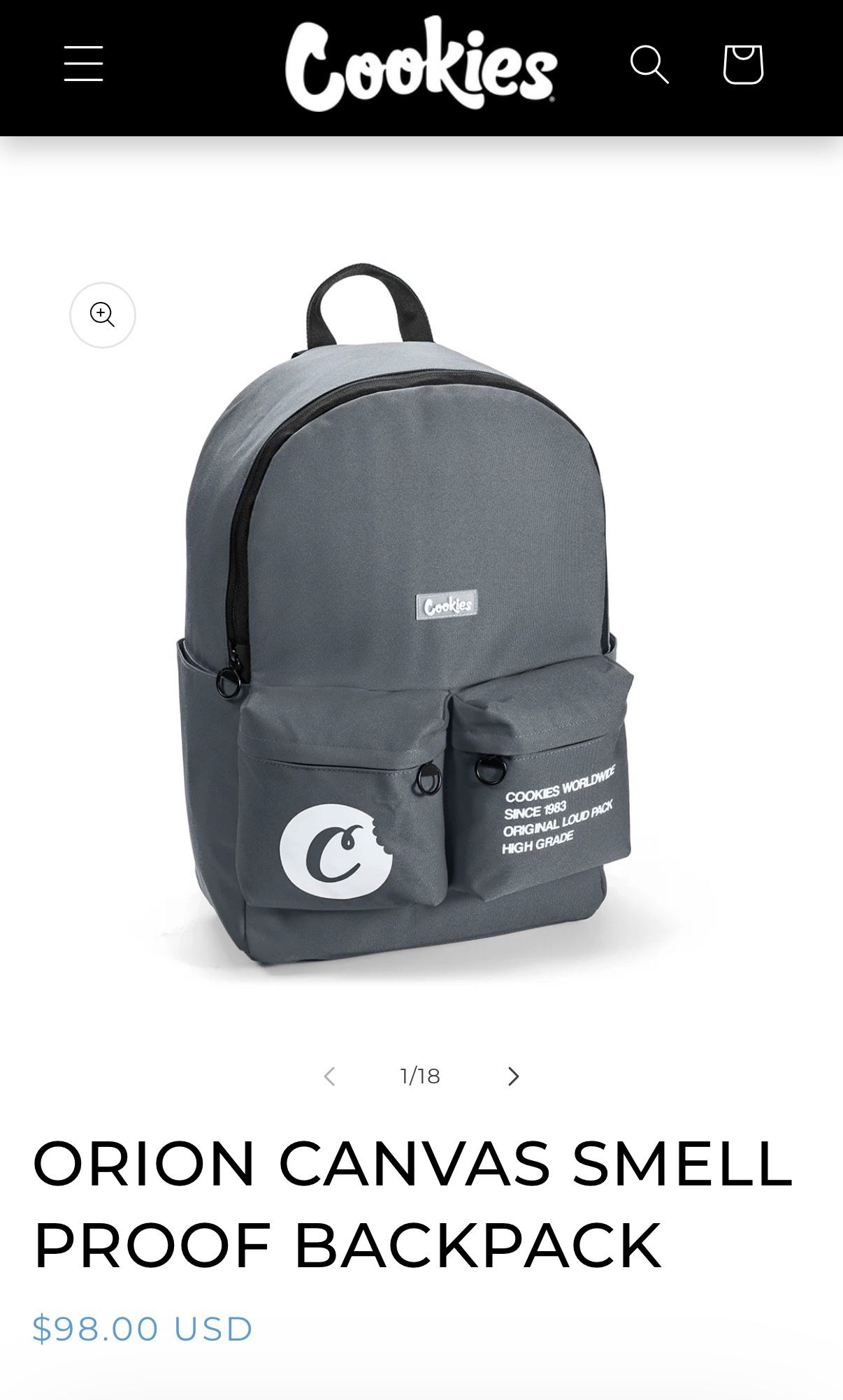 Cookies Smell Proof Backpack