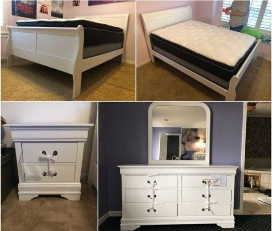 White Sleigh Beddroomset/Queen, full,twin,king size Available/Discount Code 👈/Delivery Available 🚚/Home Decor/Household 