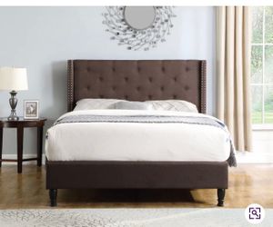 King Size Upholstered Bed. Chocolate Brown 