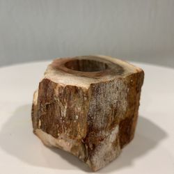 PETRIFIED WOOD CANDLEHOLDER 