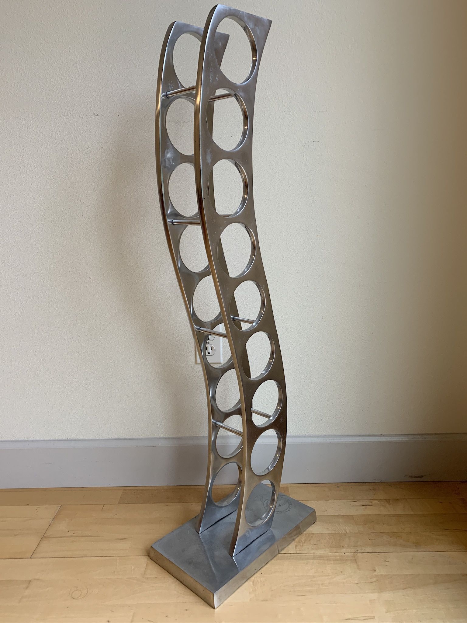 Modern Chrome Wine Rack - Holds 9 Bottles
