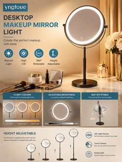 Makeup Mirror Rechargeable LED Desktop Light, original price $50