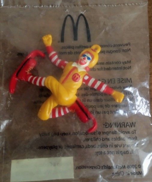 Vintage Ronald McDonald Skiing Christmas Ornament  Still In Plastic  Cash