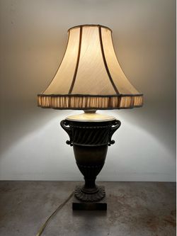 Vintage Table Lamp with Original Fabric Shade