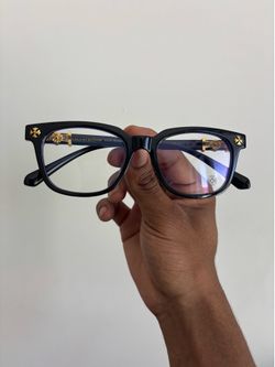 Black/Gold Chrome Heart Style Glasses