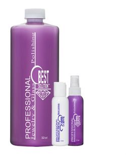 Best Solution Jewelry Polish & Glass Polish 32 oz refill, 2 oz travel size, 2 oz precious metal restorer.
