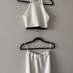 White Skirt Set w Black Trim