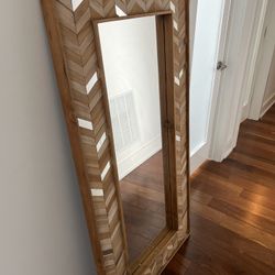 Metro Rectangular Chevron Wood Floor Mirror – 5' x 30"