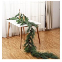 13 ft Deluxe Norfolk Pine Garland.  Long Needle Pine Cone Classic Style Garland, Realistic Cedar Garland for Mantle Table Indoor Outdoor Decor.