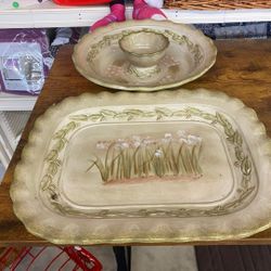 Cheri Blum 222 FIFTH Narcissus  Serving Platter and chip and dip bowl