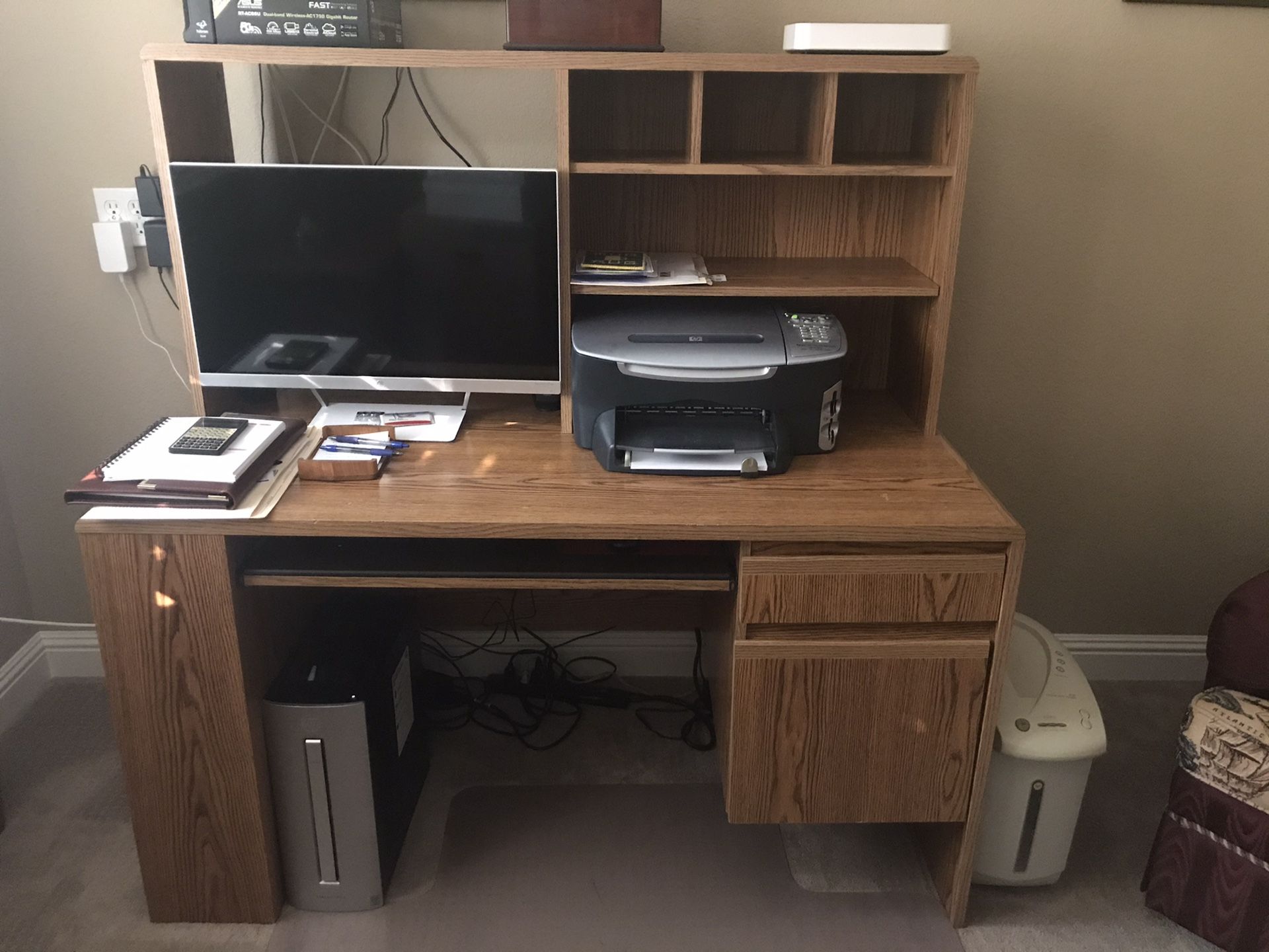 Computer desk and side storage