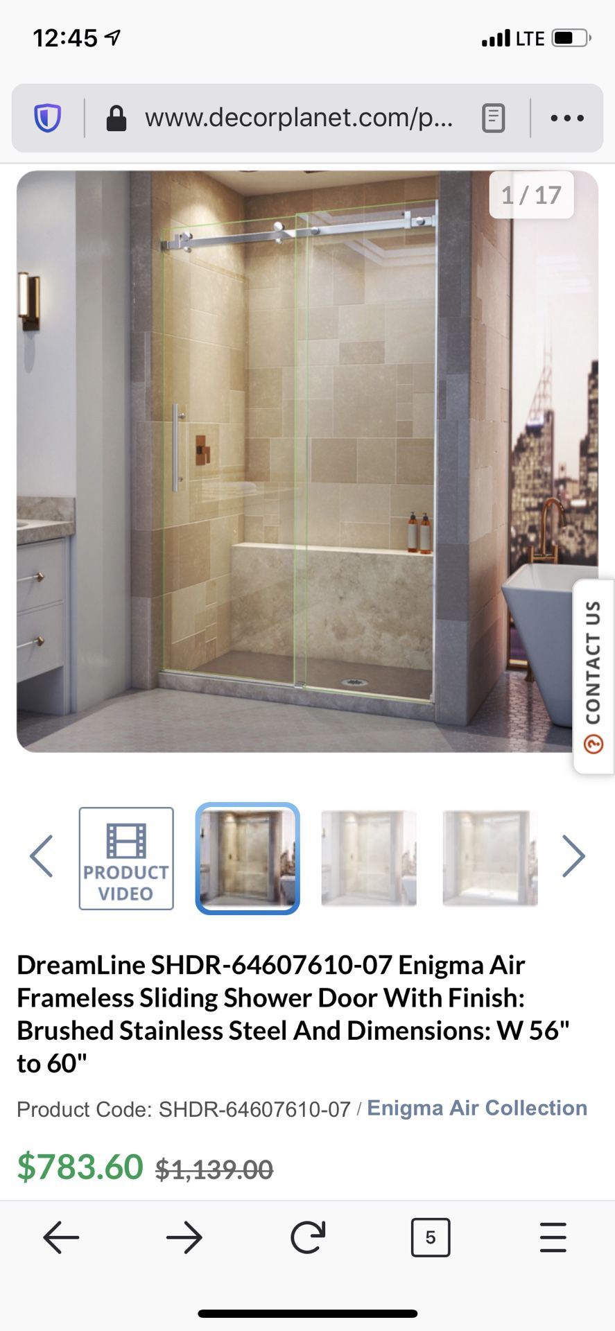 Dreamline Frameless Shower Door