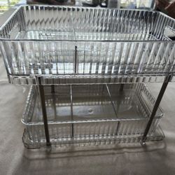 Closet Bins, 2 Tier Clear Kitchen Cabinet Organizer, Durable Non-Slip Design, Adjustable Closet Organizers for Kitchen, Desk, Cupboard