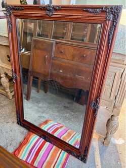 Ornate Beveled Glass Wall Mirror