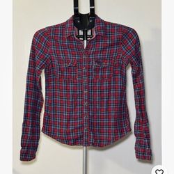Abercrombie & Fitch Women's Plaid Flannel Long Sleve Shirt, Size S