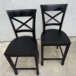 2 x Crate & Barrel Vintner Black Counter Stools 24”