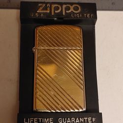 Vintage 1992 Zippo 3100 Gold Plated Slim Classic