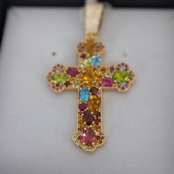 14k Cross with Gemstones