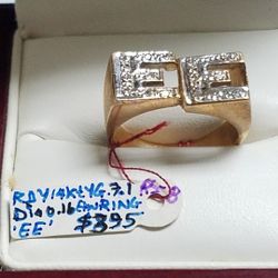 14k Yellow Gold Diamond 0.16ctw 'EE'