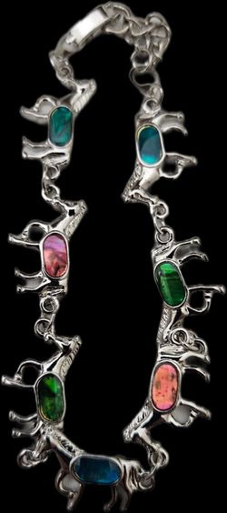 Silver colorful stones horse bracelet, OBO