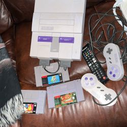 Super Nintendo With Three Games
