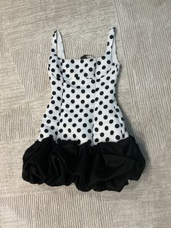 Black and White Polka Dot Bubble Hem Mini Dress