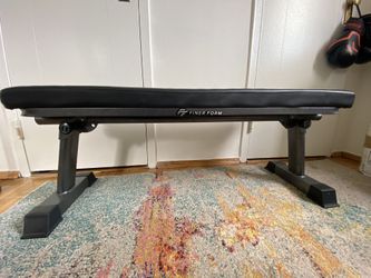 Finer Form Gym Quality Foldable Flat Bench for Multi-Purpose Weight Training and Ab Exercises