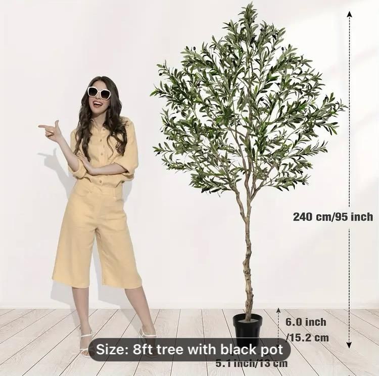 New 8ft artificial olive tree faux plants with black pot In Irvine home decor house warming