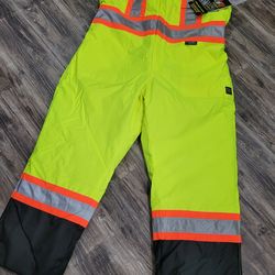 NWT Work King Safety Visibility Work lined bib pants Overalls 3M ReflectiveMens 2XL